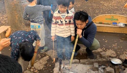 しながわ区民公園でウインナー焼き